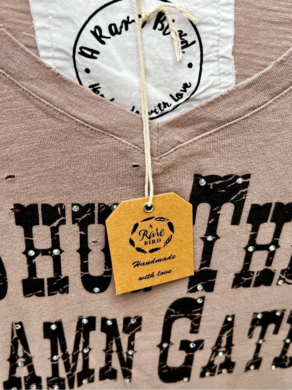 Shut The Damn Gate Distressed Oversized Boho Tee Tunic A Rare Bird - Picture 6 of 7